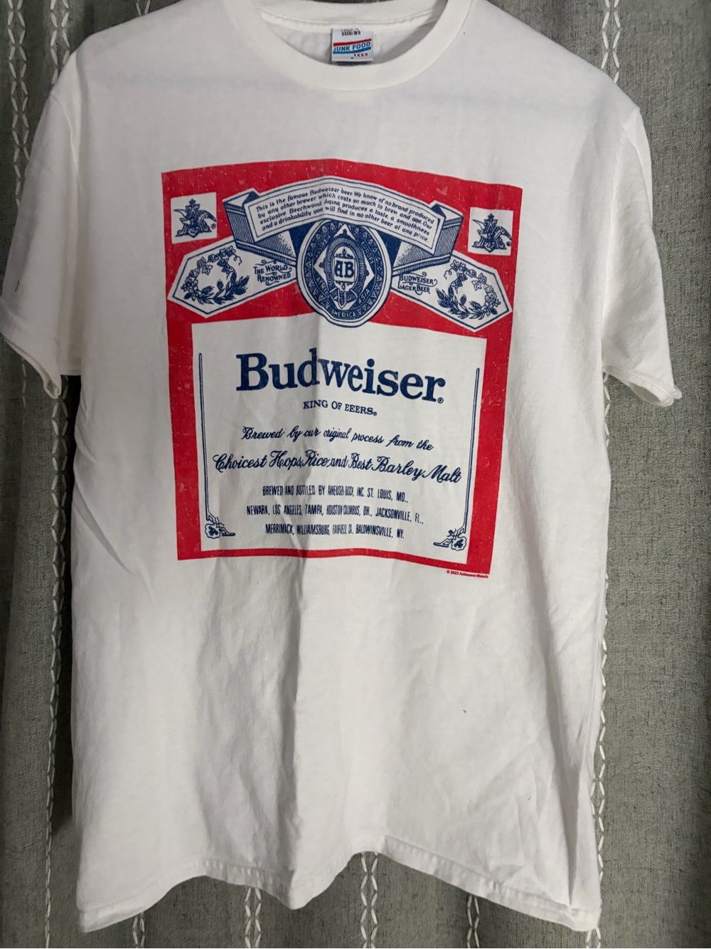 Junk Food Clothing White Budweiser Logo Tee